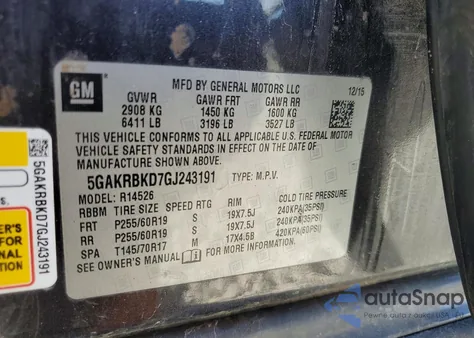 2016 Buick Enclave из США, поврежденный, VIN 5GAKRBKD7GJ243191